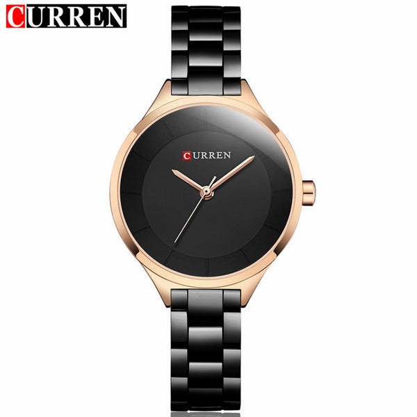 Curren Women Watches Luxury Gold Black