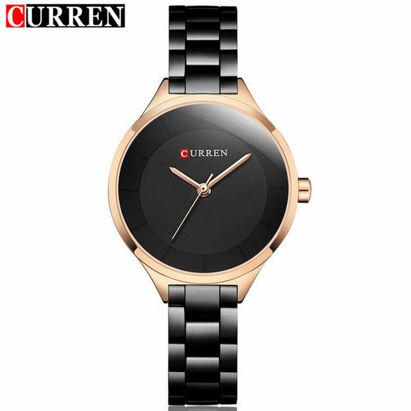 Curren Women Watches Luxury Gold Black