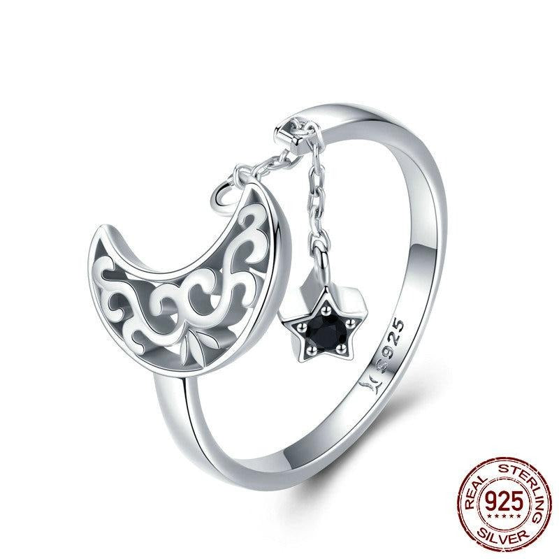 925 Sterling Silver Moon Stars Rings For Women Original