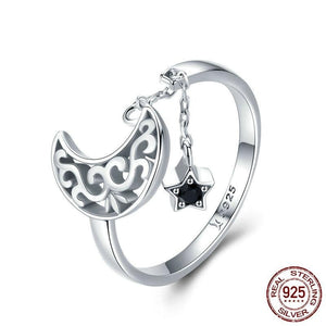 925 Sterling Silver Moon Stars Rings For Women Original