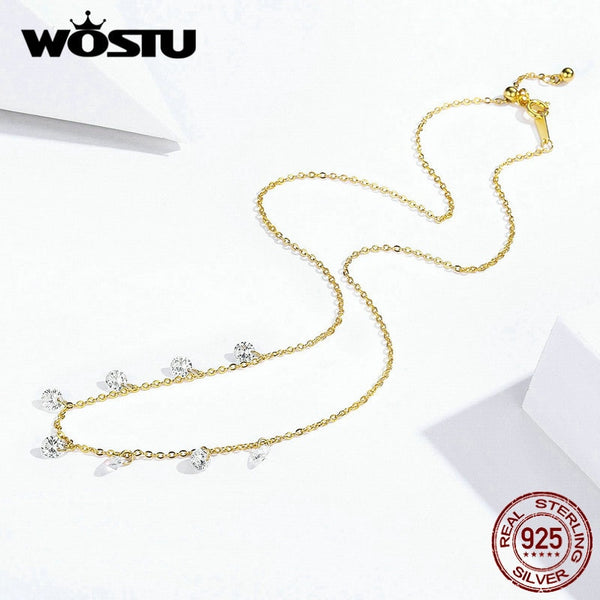 NEW Design 925 Sterling Silver Sparkling CZ Chokers Necklace For Women Hot Fashion