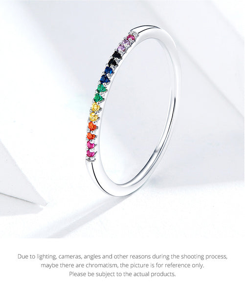 Hot Sale Authentic 925 Sterling Silver Colorful Zircon Ring For Women