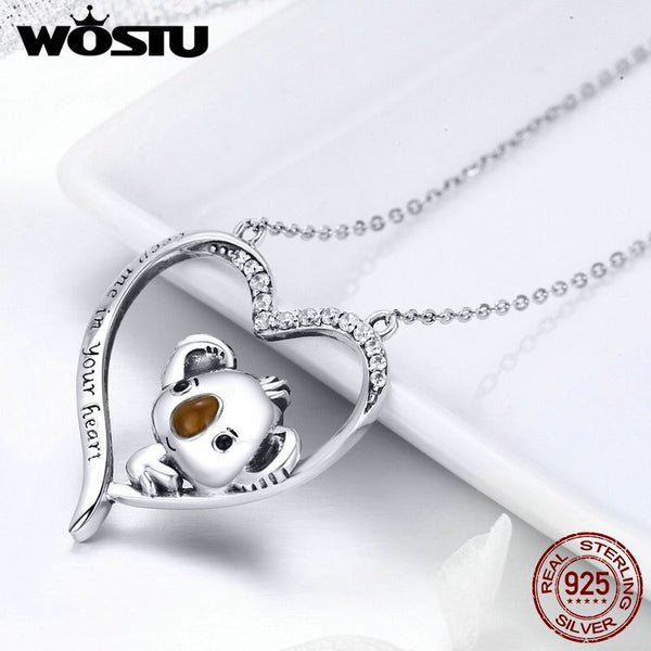 High Quality 925 Sterling Silver Cute koala Pendant Necklace For Women