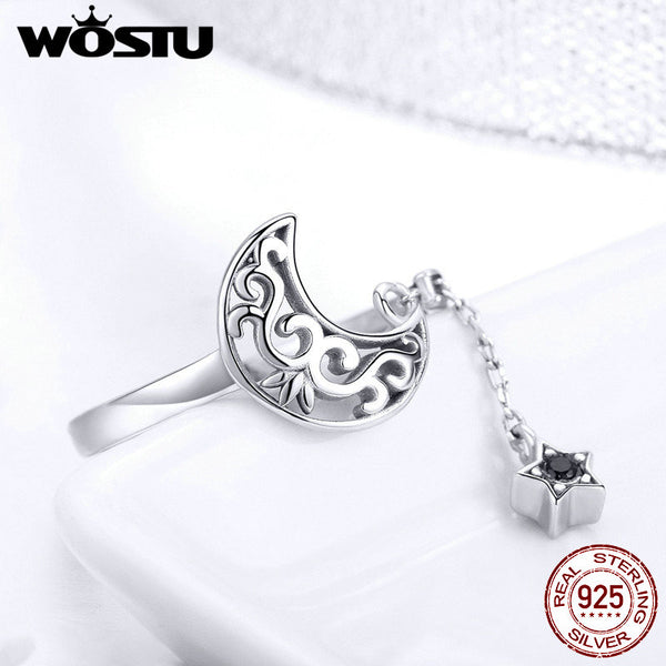 925 Sterling Silver Moon Stars Rings For Women Original