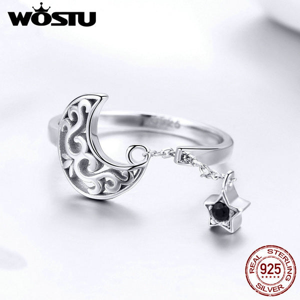 925 Sterling Silver Moon Stars Rings For Women Original