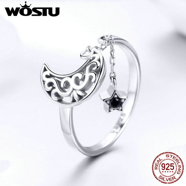 925 Sterling Silver Moon Stars Rings For Women Original