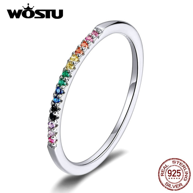 Hot Sale Authentic 925 Sterling Silver Colorful Zircon Ring For Women