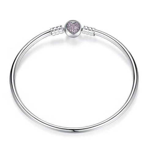 925 Sterling Silver Bangle Fit  Bracelet Charm Bead Bangle for Women