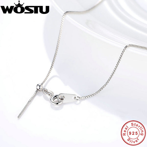 Hot Sale 45cm Real 925 Sterling Silver  Chains Adjustable Necklaces Fit For Pendant Charm For Women