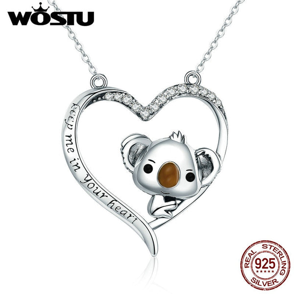 High Quality 925 Sterling Silver Cute koala Pendant Necklace For Women