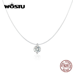 Crystal Necklaces 925 Sterling Silver Pendant Long Chain Link For Women