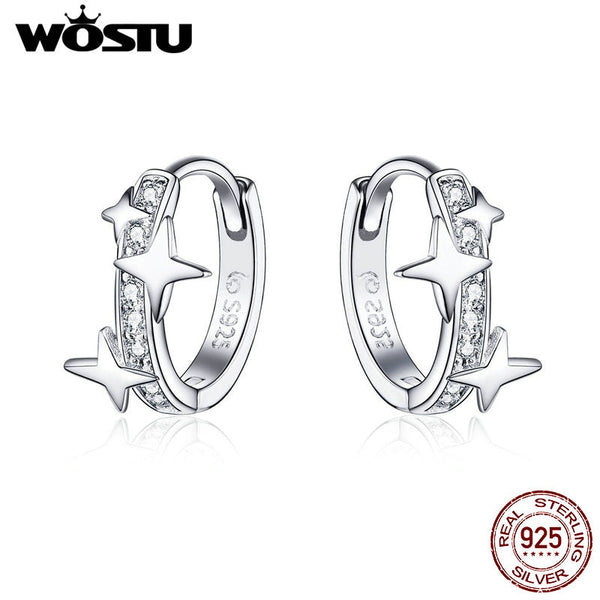 925 Sterling Silver Dazzling Zircon Circle Small Earrings For Women