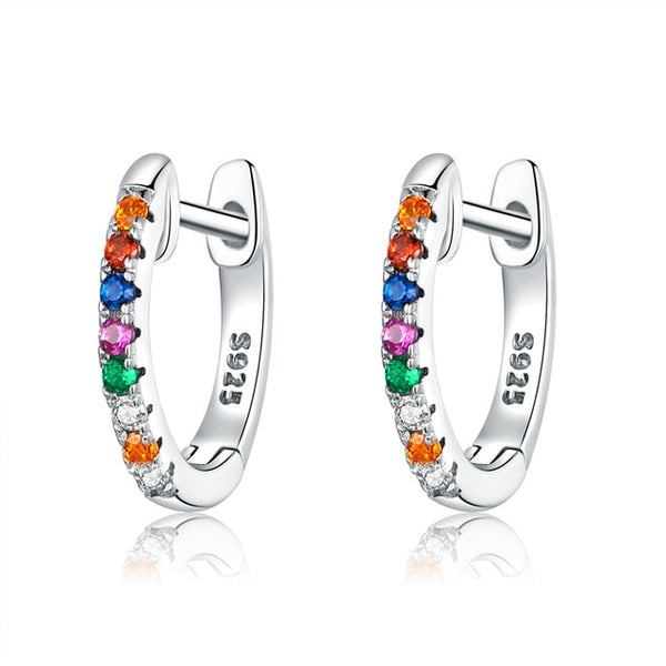 Real 925 Sterling Silver Colorful Zircon Earrings For Women