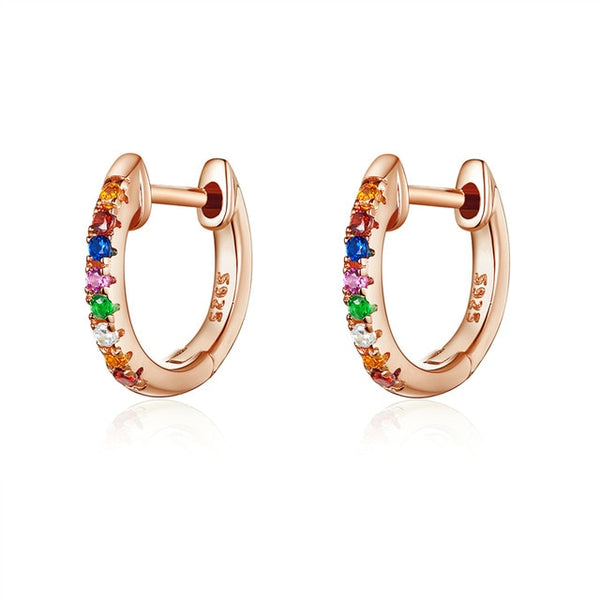 Real 925 Sterling Silver Colorful Zircon Earrings For Women