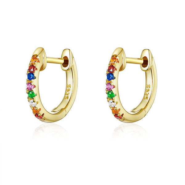 Real 925 Sterling Silver Colorful Zircon Earrings For Women