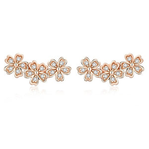 925 Sterling Silver Stackable Daisy Floral Stud Earrings Clear CZ Flower Woman