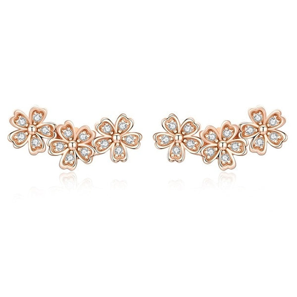 925 Sterling Silver Stackable Daisy Floral Stud Earrings Clear CZ Flower Woman