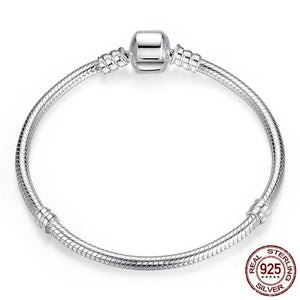 Original 100% 925 Sterling Silver Snake Chain Bracelet Bangle for Women