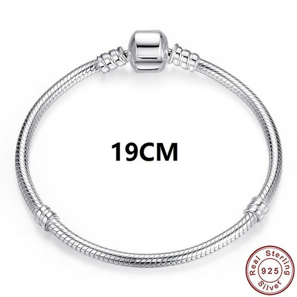 Original 100% 925 Sterling Silver Snake Chain Bracelet Bangle for Women