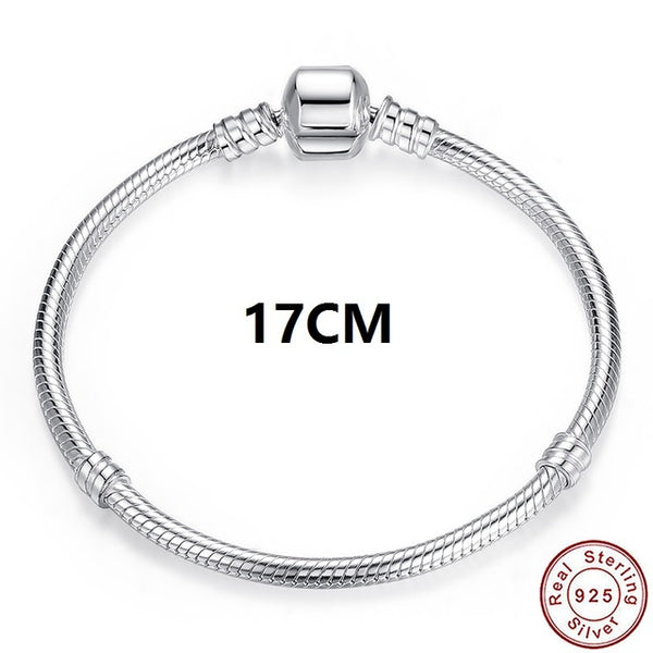 Original 100% 925 Sterling Silver Snake Chain Bracelet Bangle for Women