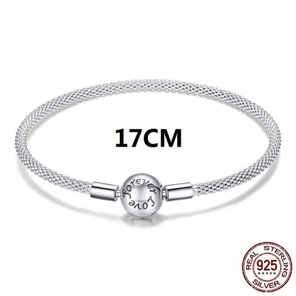 Original 100% 925 Sterling Silver Snake Chain Bracelet Bangle for Women