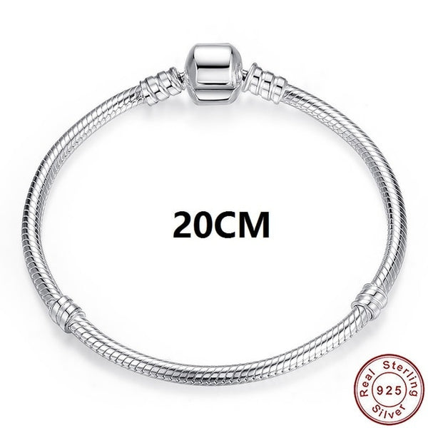 Original 100% 925 Sterling Silver Snake Chain Bracelet Bangle for Women