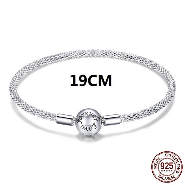 Original 100% 925 Sterling Silver Snake Chain Bracelet Bangle for Women